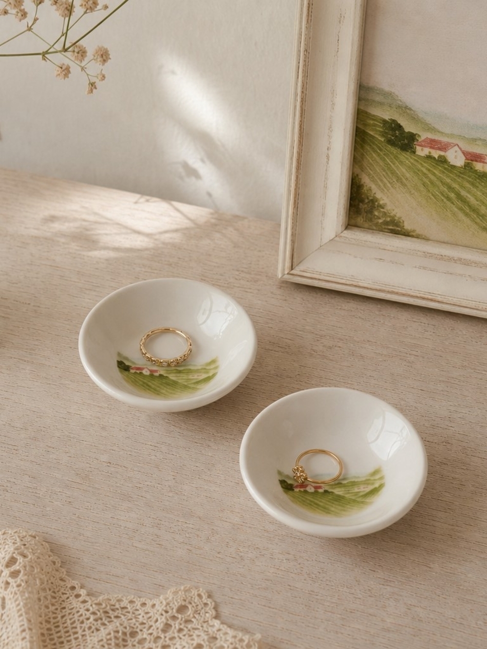 St. Dalfour Mini Porcelain Dishes – Cottagecore Farmhouse Accent (Set of 2)